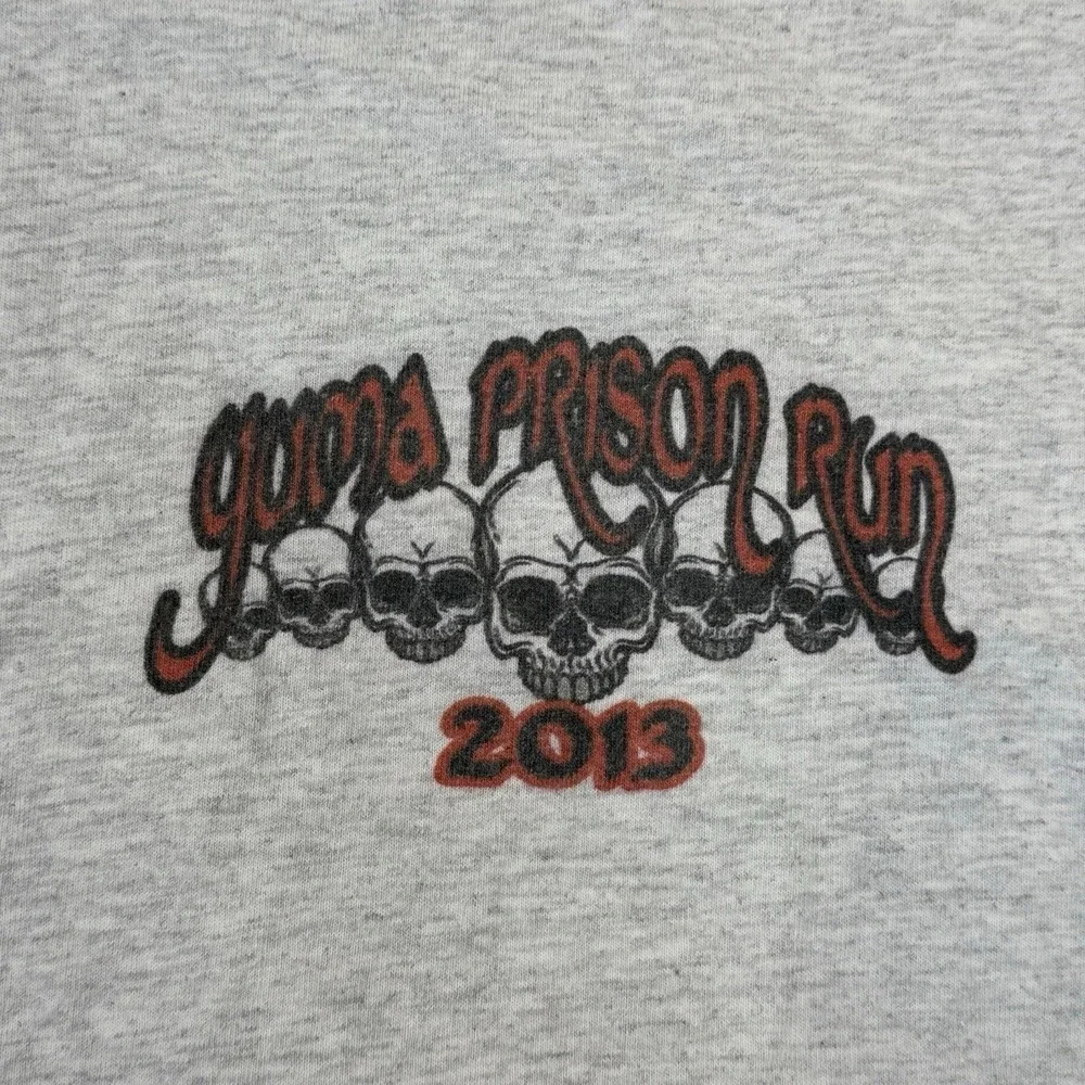 Yuma Prison Run 2013 Men's Long Sleeve Shirt 3XL Gray Skull Biker Motorcycle